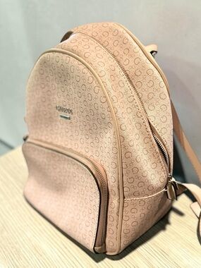 Guess Mini Backpack Blush Pink Monogram Logo Handbag Adjustable Strap Zip Purse